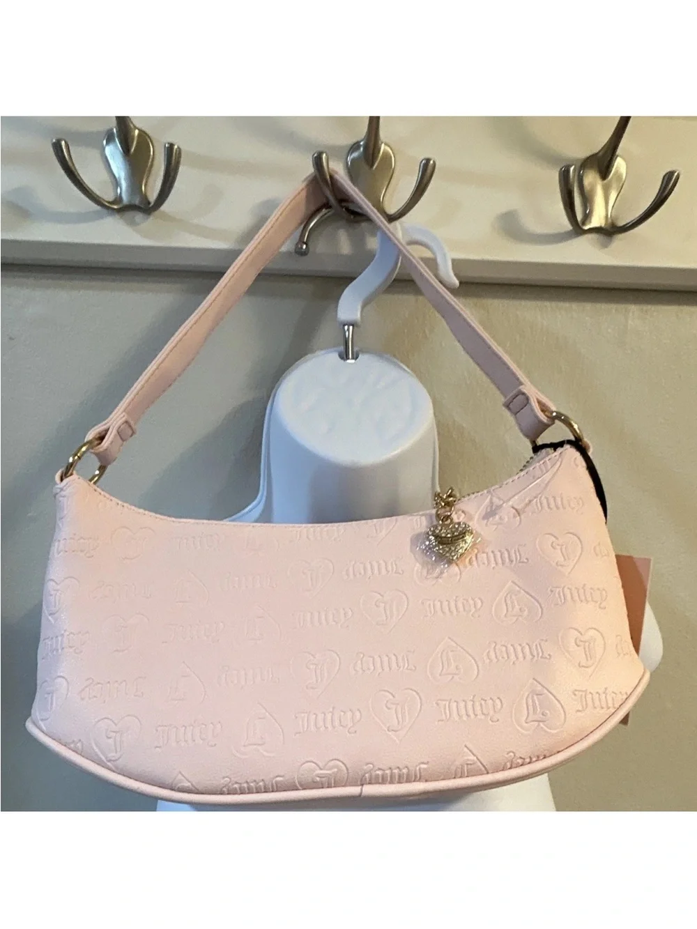 Juicy Couture Blush Pink Embossed Logo Shoulder Bag